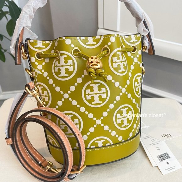 🔥NeW! Tory Burch T Monogram Embossed Contrast Mini Bucket Bag - Picture 7 of 17